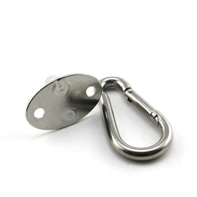Lind Kitchen 2-Pack M6 Ceiling & Wall Mount Hanging Hardware Fitting Set 304 Stainless Steel Heavy Duty Oval Pad Eye Hook Plate + Snap Hook for Yoga Hammock Swing Marine Boat Accessories - Image 2